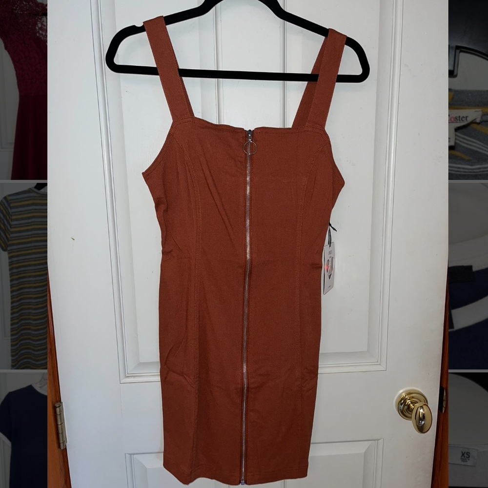 Size S Rusty Orange Zipper Front Dress
